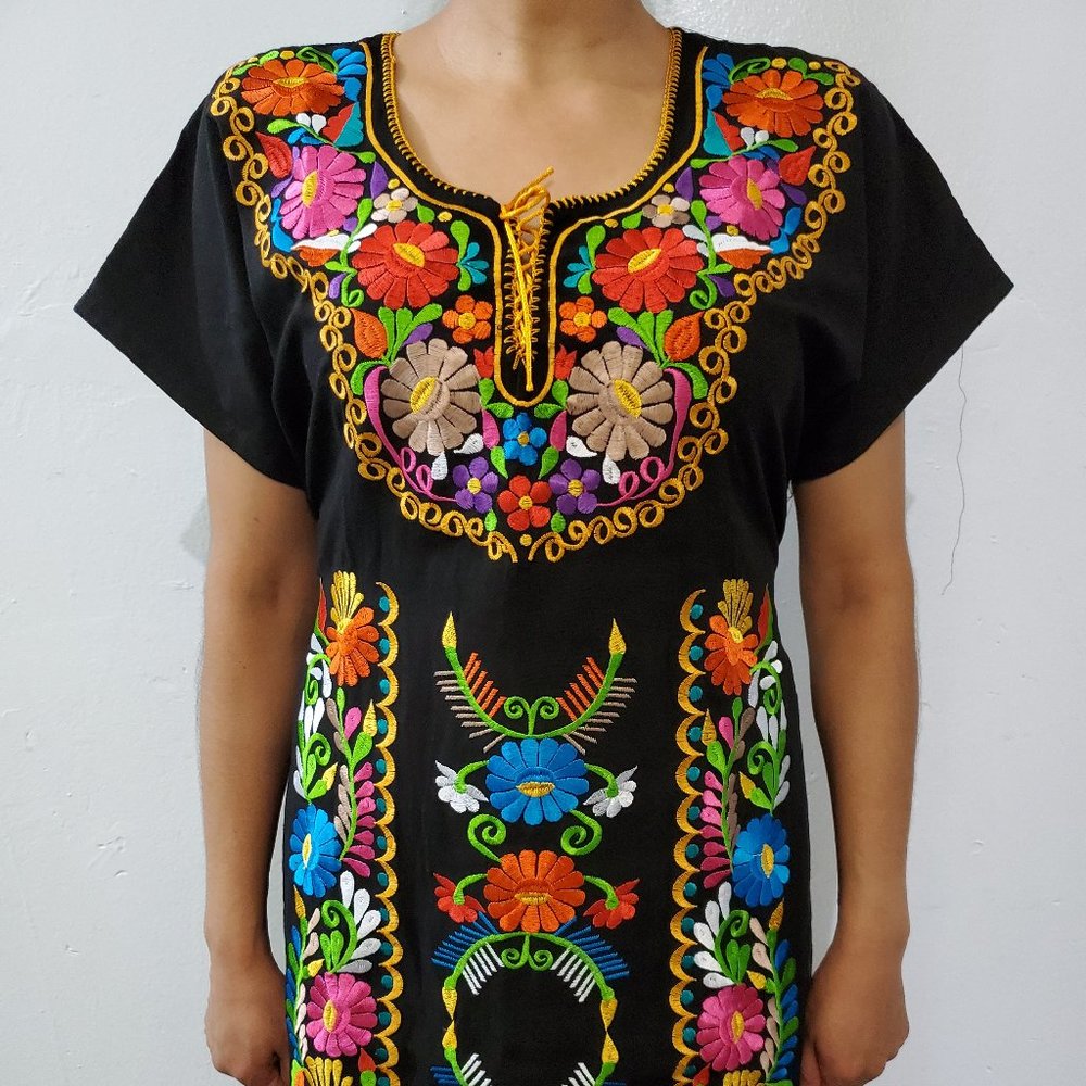 Black  Mexican Aretisanal Dress - Picture 4 of 5